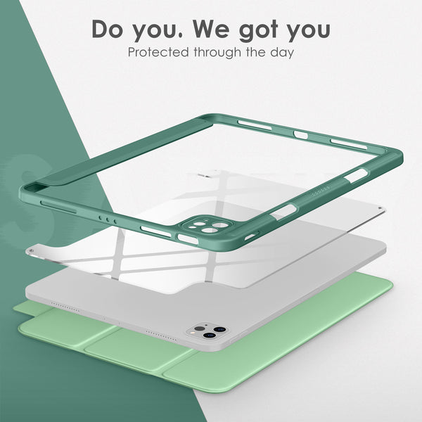 DTTOCASE for iPad Air Case 5th / 4th Generation 10.9 Inch (2022/2020),iPad Pro 11 Inch Case with Transparent Shockproof Back Cover[Built-in Pencil Holder,Auto Sleep/Wake,Camera Protection]-Blue Purple