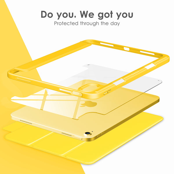 DTTOCASE iPad 10th Generation Case 2022, iPad 10.9 Inch Case with Clear Transparent Back and TPU Shockproof Frame Cover [Built-in Pencil Holder, Support Auto Sleep/Wake] -Watermelon