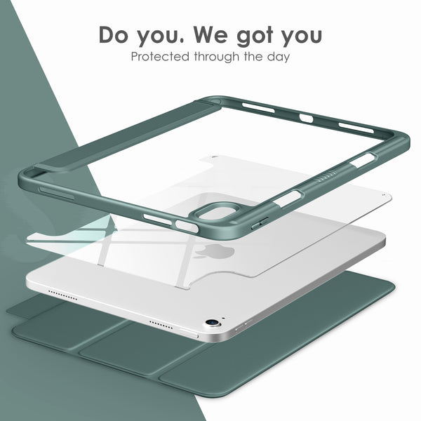 DTTOCASE iPad 10th Generation Case 2022, iPad 10.9 Inch Case with Clear Transparent Back and TPU Shockproof Frame Cover [Built-in Pencil Holder, Support Auto Sleep/Wake] -Black