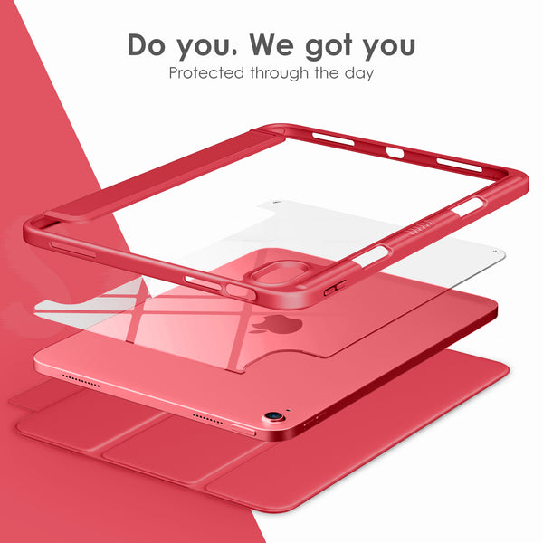 DTTOCASE iPad 10th Generation Case 2022, iPad 10.9 Inch Case with Clear Transparent Back and TPU Shockproof Frame Cover [Built-in Pencil Holder, Support Auto Sleep/Wake] -Watermelon