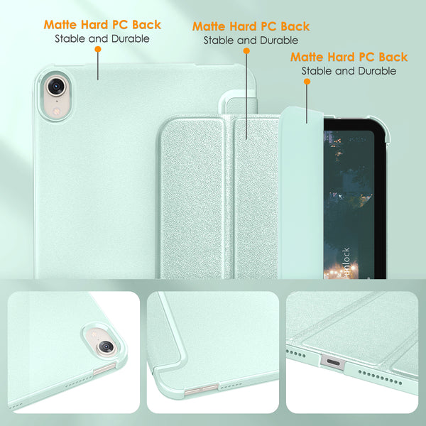 DTTO for iPad Mini 6 Case 2021, Premium Silk Pattern Slim Trifold Stand Cover[Support 2nd Gen Apple Pencil Charging] - Smart Auto Wake/Sleep Shell with Protective Hard Back(8.3 inch), Violets