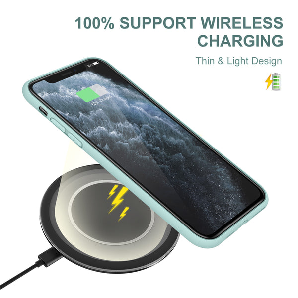 DTTO Compatible with iPhone 11 Case, [Romance Series] Full Covered Silicone Cover [Enhanced Camera and Screen Protection] with Honeycomb Grid Pattern Cushion for iPhone 11 6.1” 2019, Mint Green