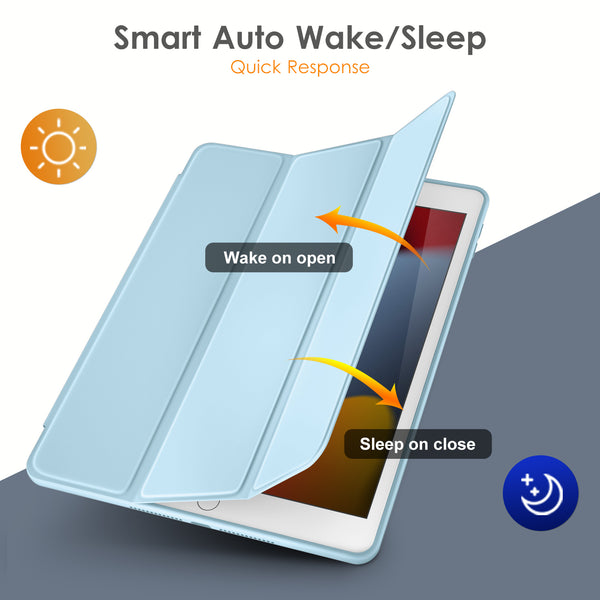 DTTO for iPad 9th/8th/7th Generation 10.2 inch 2021/2020/2019 Case, Lightweight Smart Trifold Stand with Hard PC Clear Transparent Back Shockproof Cover with Pencil Holder - Black