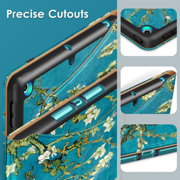 DTTO Rotating Case for iPad 9th/8th/7th Generation 10.2 Inch 2021/2020/2019, 360 Degree Rotating Premium Leather Folio Stand Protective Cover with Pencil Holder - Auto Wake/Sleep and Hand Strap, Brown