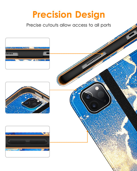 DTTO Case for iPad Pro 11 Inch 4th/3rd/2nd/1st Generation 2022/2021/2020/2018,Premium PU Leather Folio Stand Cover with Hand Strap,Fit iPad Air 4/5 - Auto Wake/Sleep,Multiple Viewing Angles, Brown