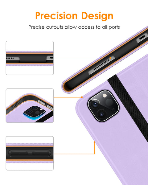 DTTO Case for iPad Pro 11 Inch 4th/3rd/2nd/1st Generation 2022/2021/2020/2018,Premium PU Leather Folio Stand Cover with Hand Strap,Fit iPad Air 4/5 - Auto Wake/Sleep,Multiple Viewing Angles, Brown