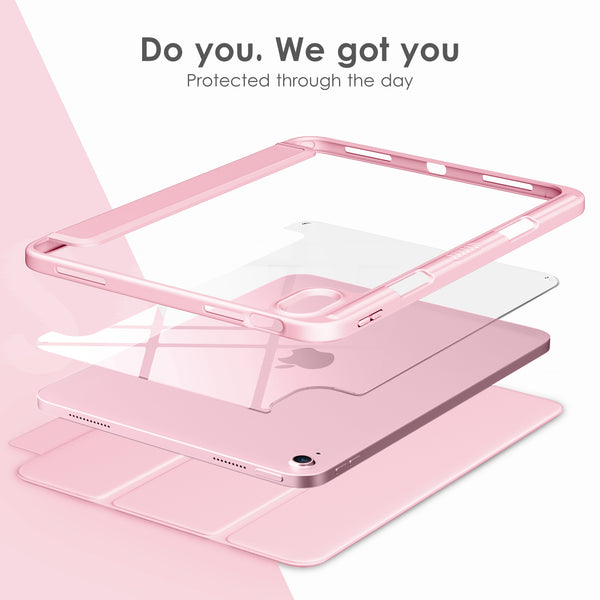 DTTOCASE iPad 10th Generation Case 2022, iPad 10.9 Inch Case with Clear Transparent Back and TPU Shockproof Frame Cover [Built-in Pencil Holder, Support Auto Sleep/Wake] -Watermelon