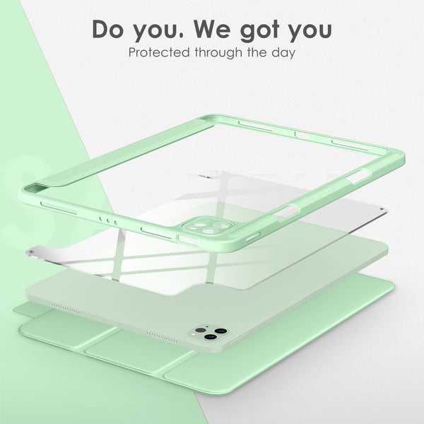 DTTOCASE for iPad Air Case 5th / 4th Generation 10.9 Inch (2022/2020),iPad Pro 11 Inch Case with Transparent Shockproof Back Cover[Built-in Pencil Holder,Auto Sleep/Wake,Camera Protection]-Blue Purple