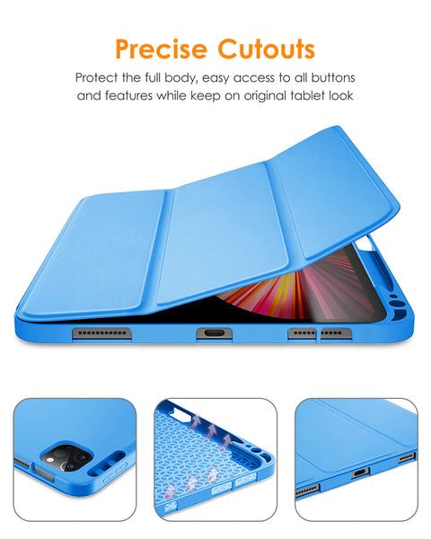 DTTOCASE iPad Pro 11 inch Case, Soft Smart Cover with Pencil Holder for iPad Pro 11-inch 4th/3rd/2nd/1st Generation (2022/2021/2020/2018 Released)，Auto Sleep/Wake, Midnight Blue