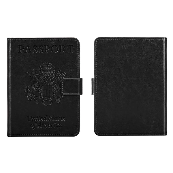 DTTO Passport Holder Cover Wallet, Premium PU Leather RFID Blocking Travel Wallet Case with Vaccine Card Slot for Women Men, Brown Black