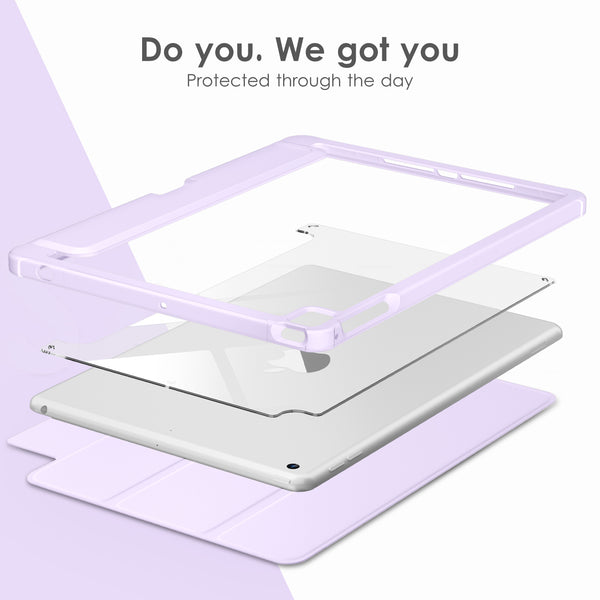 DTTOCASE for iPad 6th / 5th Generation 9.7 inch Case (2018/2017), iPad Air 2 & 1 (2014/2013) Case, Clear Back, Smart Cover [Built-in Pencil Holder, Auto Sleep/Wake] - Rose Gold