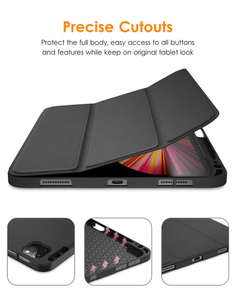 DTTOCASE iPad Pro 11 inch Case, Soft Smart Cover with Pencil Holder for iPad Pro 11-inch 4th/3rd/2nd/1st Generation (2022/2021/2020/2018 Released)，Auto Sleep/Wake, Midnight Blue