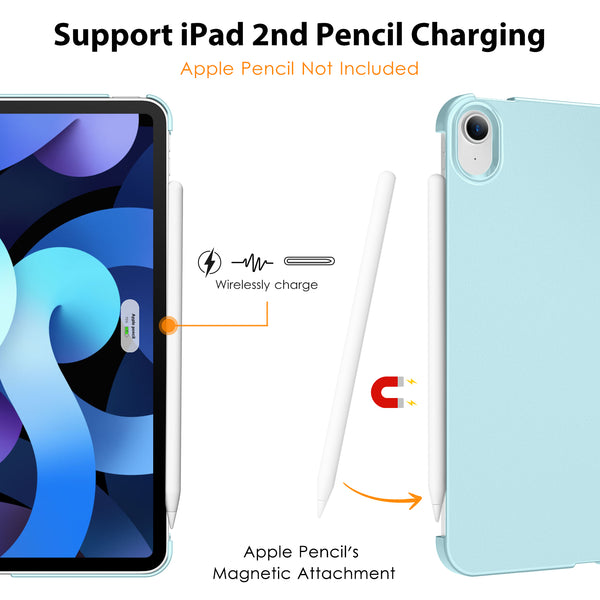 DTTO iPad Air Case 5th / 4th Generation 10.9 Inch, Hard Back, Sparkled and Sheen Front Cover for iPad Air 10.9" 5th / 4th Gen 2022 2020, Support 2nd Gen Pencil, Auto Sleep/Wake - Snow Blue