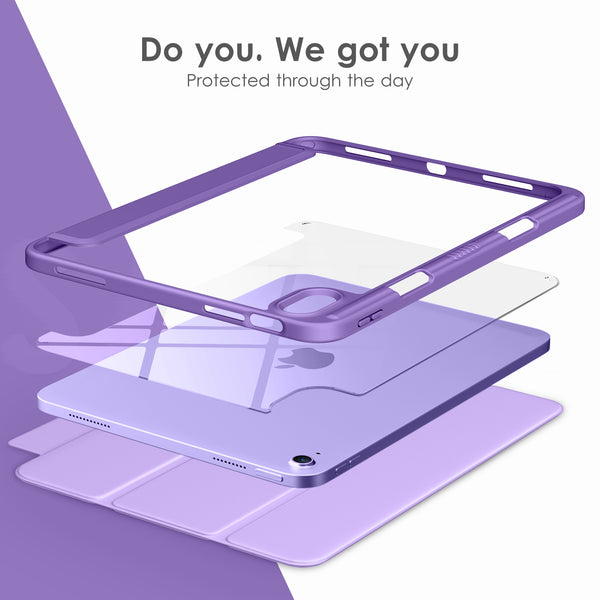 DTTOCASE iPad 10th Generation Case 2022, iPad 10.9 Inch Case with Clear Transparent Back and TPU Shockproof Frame Cover [Built-in Pencil Holder, Support Auto Sleep/Wake] -Black