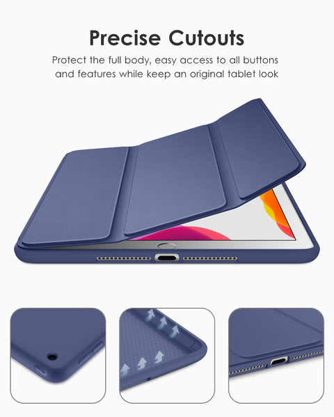 DTTO iPad 9th/ 8th/ 7th Generation 10.2 Case, Lightweight Soft TPU Back for iPad 10.2 Inch (2021/2020/2019) [Auto Wake/Sleep + Trifold Stand] - Rose Gold