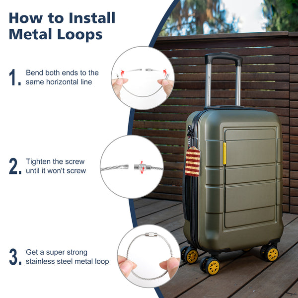 2 Pcs Luggage Tags for Suitcases, DTTO PU Leather Travel Name ID Labels with Privacy Flap, Stainless Steel Loop for Women/Men/Kids/Girls, Marble Pink