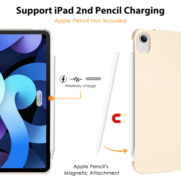 DTTO iPad Air Case 5th / 4th Generation 10.9 Inch, Hard Back, Sparkled and Sheen Front Cover for iPad Air 10.9" 5th / 4th Gen 2022 2020, Support 2nd Gen Pencil, Auto Sleep/Wake - Snow Blue