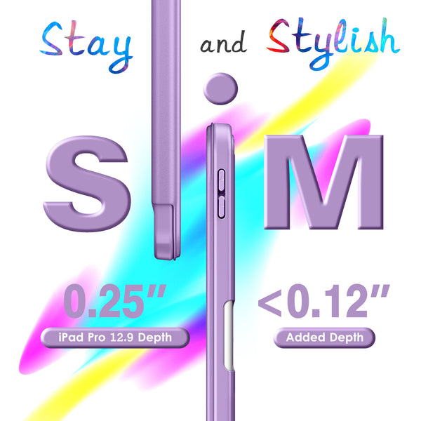 VIKESI iPad Pro 12.9 Smooth Matte Case with Pencil Holder and Camera Protector for iPad Pro 12.9 inch 6th / 5th / 4th / 3rd Generation Released in 2022/2021 / 2020/2018 - Light Blue