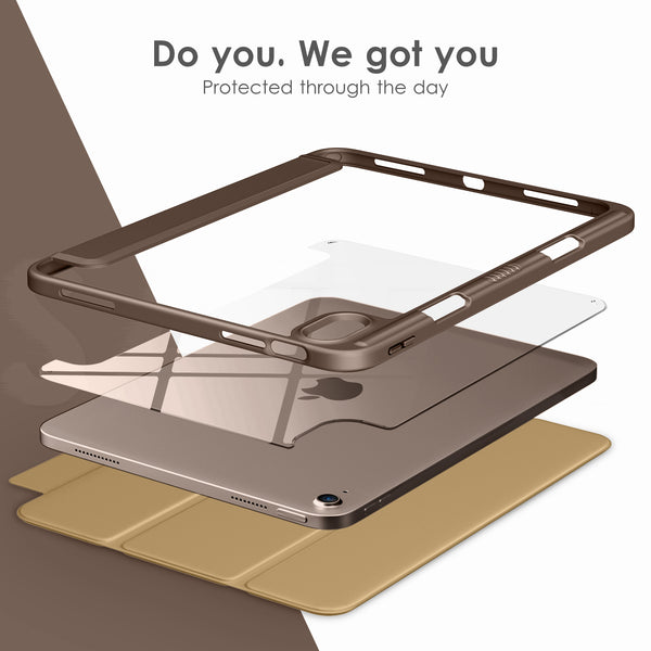 DTTOCASE iPad 10th Generation Case 2022, iPad 10.9 Inch Case with Clear Transparent Back and TPU Shockproof Frame Cover [Built-in Pencil Holder, Support Auto Sleep/Wake] -Black