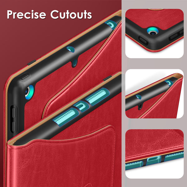 DTTO Rotating Case for iPad 9th/8th/7th Generation 10.2 Inch 2021/2020/2019, 360 Degree Rotating Premium Leather Folio Stand Protective Cover with Pencil Holder - Auto Wake/Sleep and Hand Strap, Brown