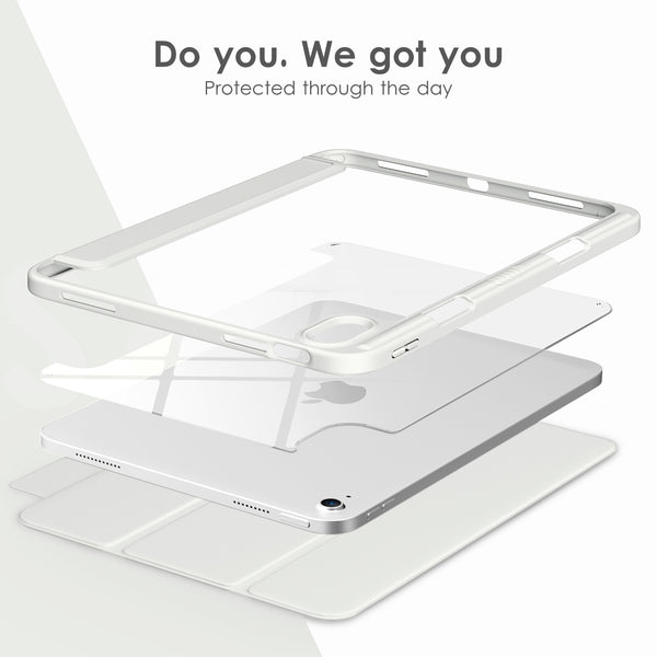 DTTOCASE iPad 10th Generation Case 2022, iPad 10.9 Inch Case with Clear Transparent Back and TPU Shockproof Frame Cover [Built-in Pencil Holder, Support Auto Sleep/Wake] -Black