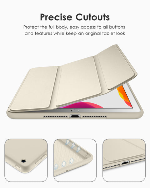 DTTO iPad 9th/ 8th/ 7th Generation 10.2 Case, Lightweight Soft TPU Back for iPad 10.2 Inch (2021/2020/2019) [Auto Wake/Sleep + Trifold Stand] - Rose Gold