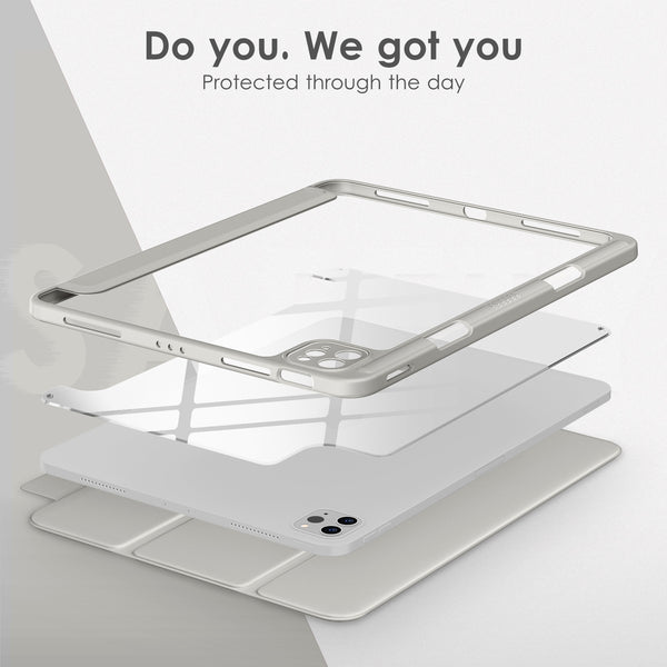 DTTOCASE for iPad Air Case 5th / 4th Generation 10.9 Inch (2022/2020),iPad Pro 11 Inch Case with Transparent Shockproof Back Cover[Built-in Pencil Holder,Auto Sleep/Wake,Camera Protection]-Blue Purple