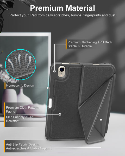 DTTO Case for iPad Mini 6th Gen 8.3 Inch 2021 with Pencil Holder, Multi - Angle Magnetic Standing Cover with TPU Back Shell [Auto Wake/Sleep], Black