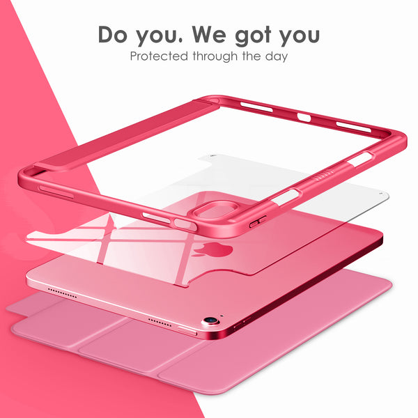 DTTOCASE iPad 10th Generation Case 2022, iPad 10.9 Inch Case with Clear Transparent Back and TPU Shockproof Frame Cover [Built-in Pencil Holder, Support Auto Sleep/Wake] -Watermelon