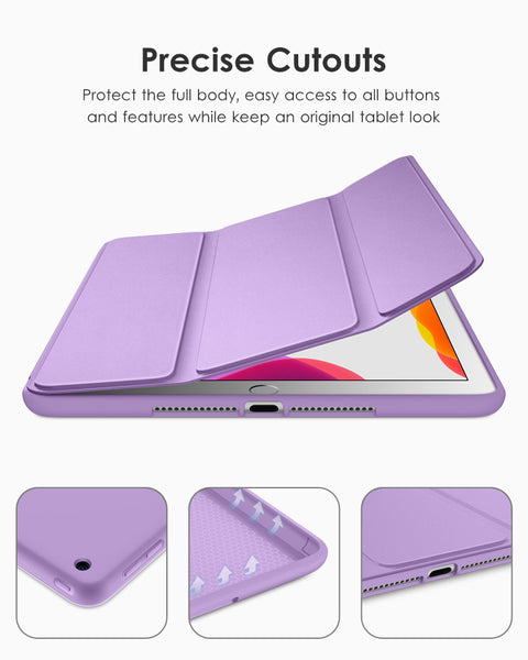 DTTO iPad 9th/ 8th/ 7th Generation 10.2 Case, Lightweight Soft TPU Back for iPad 10.2 Inch (2021/2020/2019) [Auto Wake/Sleep + Trifold Stand] - Rose Gold