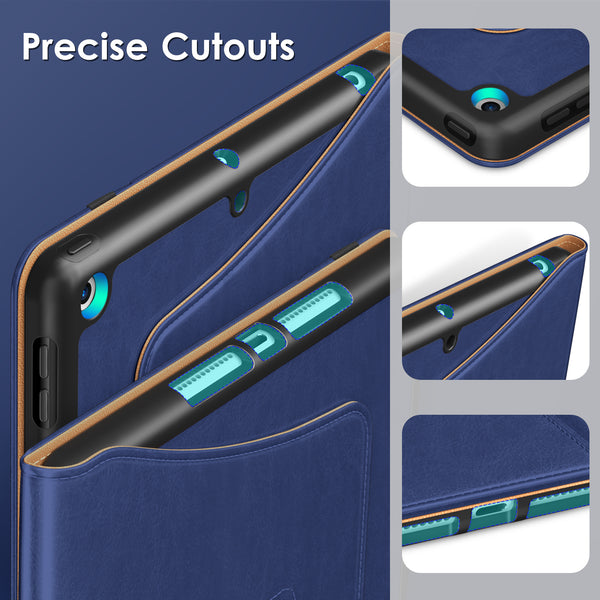 DTTO Rotating Case for iPad 9th/8th/7th Generation 10.2 Inch 2021/2020/2019, 360 Degree Rotating Premium Leather Folio Stand Protective Cover with Pencil Holder - Auto Wake/Sleep and Hand Strap, Brown