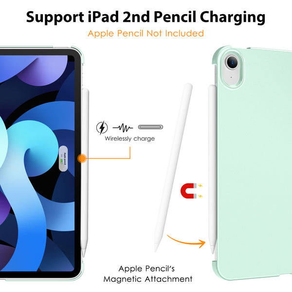 DTTO iPad Air Case 5th / 4th Generation 10.9 Inch, Hard Back, Sparkled and Sheen Front Cover for iPad Air 10.9" 5th / 4th Gen 2022 2020, Support 2nd Gen Pencil, Auto Sleep/Wake - Snow Blue