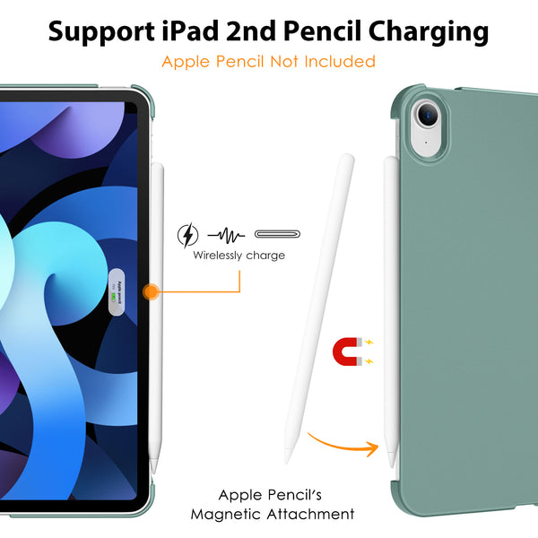 DTTO iPad Air Case 5th / 4th Generation 10.9 Inch, Hard Back, Sparkled and Sheen Front Cover for iPad Air 10.9" 5th / 4th Gen 2022 2020, Support 2nd Gen Pencil, Auto Sleep/Wake - Snow Blue