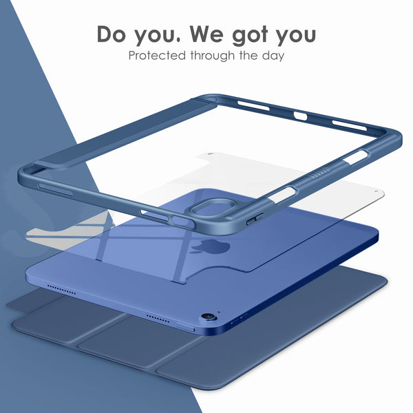 DTTOCASE iPad 10th Generation Case 2022, iPad 10.9 Inch Case with Clear Transparent Back and TPU Shockproof Frame Cover [Built-in Pencil Holder, Support Auto Sleep/Wake] -Black