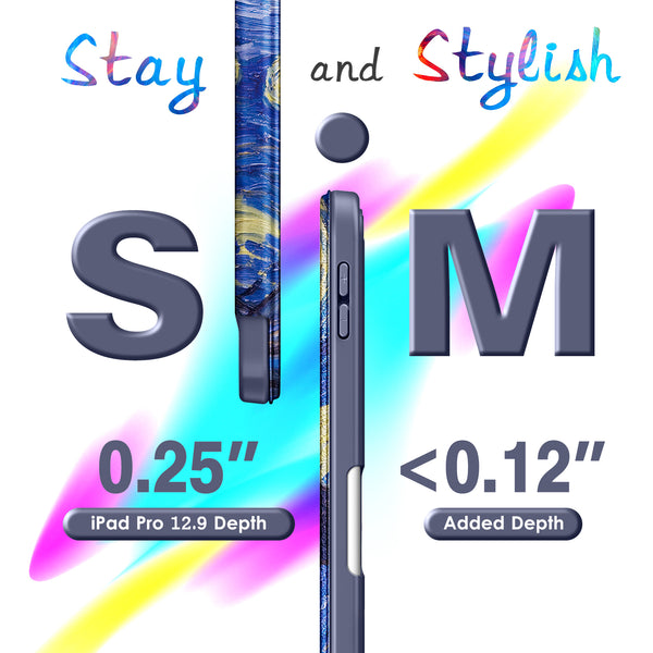 VIKESI iPad Pro 12.9 Smooth Matte Case with Pencil Holder and Camera Protector for iPad Pro 12.9 inch 6th / 5th / 4th / 3rd Generation Released in 2022/2021 / 2020/2018 - Light Blue