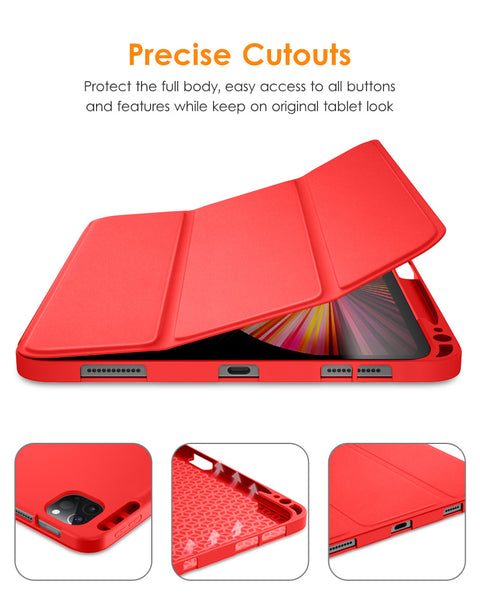 DTTO Case for iPad Pro 11 inch 4th/3rd/2nd/1st Generation 2022/2021/2020/2018, Slim Trifold Stand Soft TPU Back Cover with Built-in Pencil Holder,Also Fit iPad Air 5/4, [Auto Sleep/Wake],Navy Blue