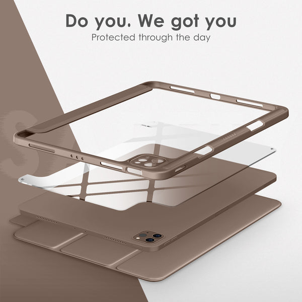 DTTOCASE for iPad Air Case 5th / 4th Generation 10.9 Inch (2022/2020),iPad Pro 11 Inch Case with Transparent Shockproof Back Cover[Built-in Pencil Holder,Auto Sleep/Wake,Camera Protection]-Blue Purple