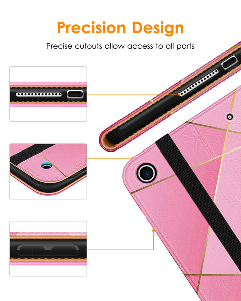 DTTO iPad 9th/8th/7th Generation 10.2 Inch Case 2021/2020/2019, Premium Leather Business Folio Stand Cover with Built-in Apple Pencil Holder - Auto Wake/Sleep and Multiple Viewing Angles, Blue