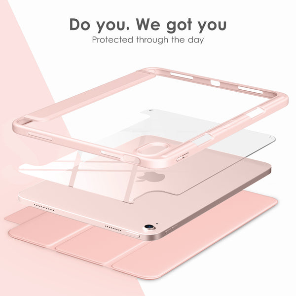 DTTOCASE iPad 10th Generation Case 2022, iPad 10.9 Inch Case with Clear Transparent Back and TPU Shockproof Frame Cover [Built-in Pencil Holder, Support Auto Sleep/Wake] -Watermelon