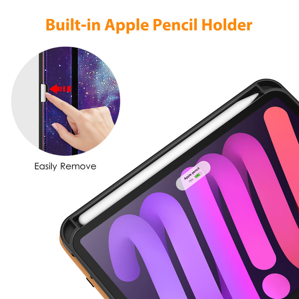 DTTO New iPad Mini 6th Generation Case 8.3 Inch 2021, Premium Leather Business Folio Stand Cover with Built-in Apple Pencil Holder-Auto Wake/Sleep and Multiple Viewing Angles-Black