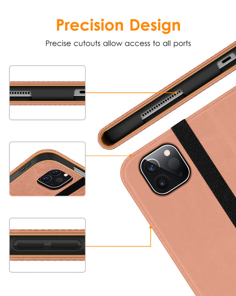 DTTO iPad Pro 12.9 6th / 5th / 4th / 3rd Generation Case 2022/2021/2020/2018, Premium Leather Folio Stand Cover with Built-in Apple Pencil Holder -Auto Wake/Sleep and Multi Viewing Angles,Brown