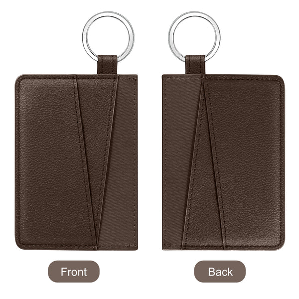 DTTO Slim Card Holder Wallet for Men & Women, Minimalist PU Leather Front Pocket Credit Card Case with Keychain Ring, Black