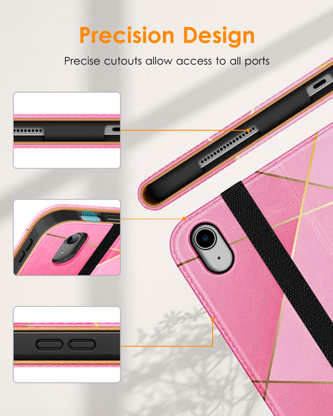 DTTO iPad 10th Generation Case 10.9 Inch 2022, Premium Leather Business Folio Stand Cover with Pencil Holder - Auto Wake/Sleep and Multiple Viewing Angles, Brown