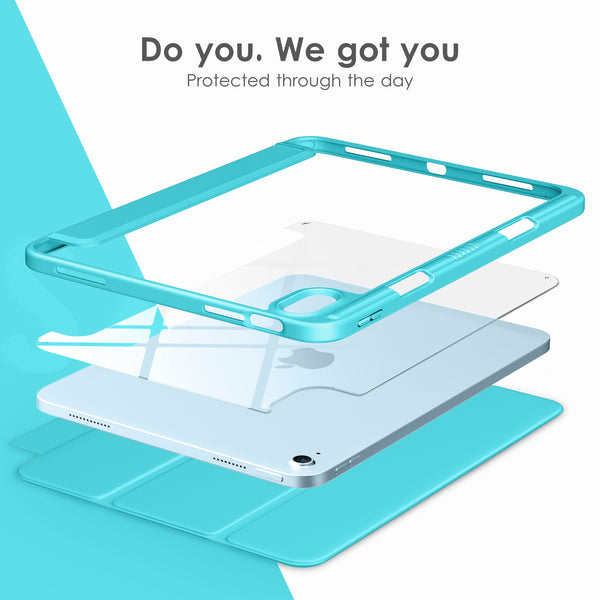 DTTOCASE iPad 10th Generation Case 2022, iPad 10.9 Inch Case with Clear Transparent Back and TPU Shockproof Frame Cover [Built-in Pencil Holder, Support Auto Sleep/Wake] -Watermelon