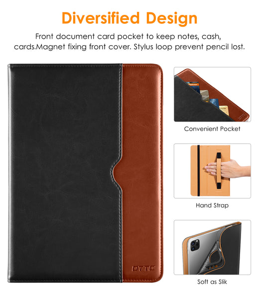 DTTO iPad Pro 12.9 6th / 5th / 4th / 3rd Generation Case 2022/2021/2020/2018, Premium Leather Folio Stand Cover with Built-in Apple Pencil Holder -Auto Wake/Sleep and Multi Viewing Angles,Brown