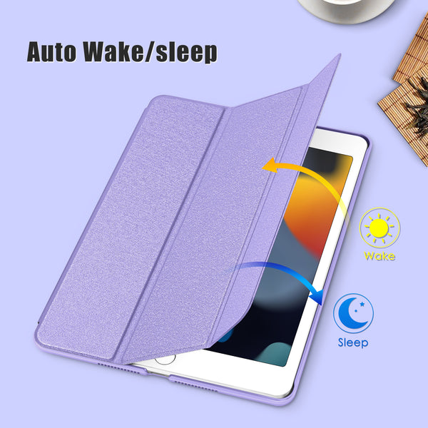 DTTO for iPad 9th/8th/7th Generation 10.2 inch 2021/2020/2019 Case, Premium Silk Pattern Slim Trifold Stand Cover - Lightweight Smart Auto Wake/Sleep Shell with Protective Hard Back, Matcha Green