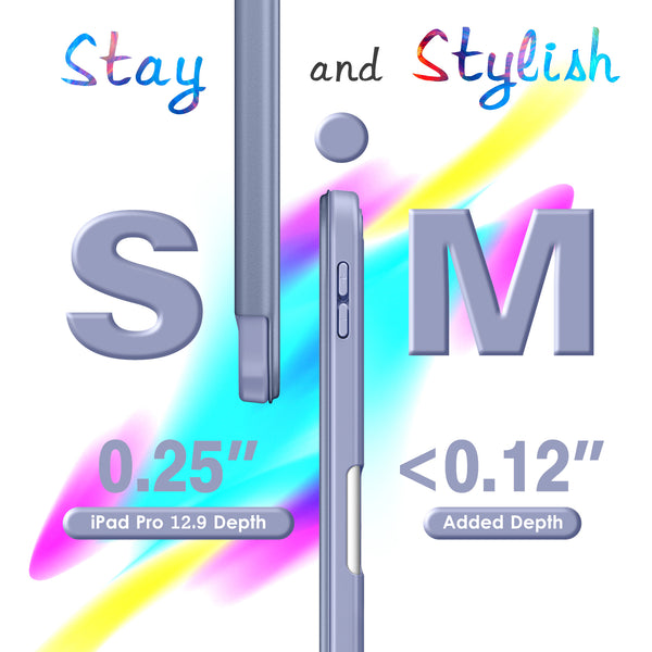 VIKESI iPad Pro 12.9 Smooth Matte Case with Pencil Holder and Camera Protector for iPad Pro 12.9 inch 6th / 5th / 4th / 3rd Generation Released in 2022/2021 / 2020/2018 - Light Blue