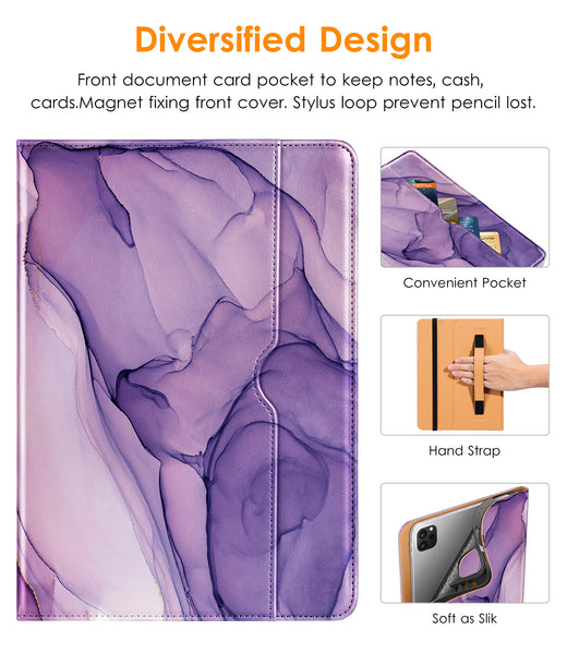 DTTO iPad Pro 12.9 6th / 5th / 4th / 3rd Generation Case 2022/2021/2020/2018, Premium Leather Folio Stand Cover with Built-in Apple Pencil Holder -Auto Wake/Sleep and Multi Viewing Angles,Brown