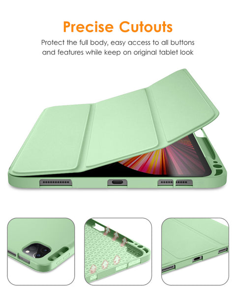 DTTO Case for iPad Pro 11 inch 4th/3rd/2nd/1st Generation 2022/2021/2020/2018, Slim Trifold Stand Soft TPU Back Cover with Built-in Pencil Holder,Also Fit iPad Air 5/4, [Auto Sleep/Wake],Navy Blue