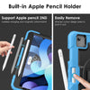 DTTO for iPad Air 5th/4th Generation Case 2022/2020 with Screen Protector& Pencil Holder, Heavy Duty Silicone Shockproof Protective +360 Rotating Hand Strap +Stand, for iPad Air 5th/4th & Pro 11-Black